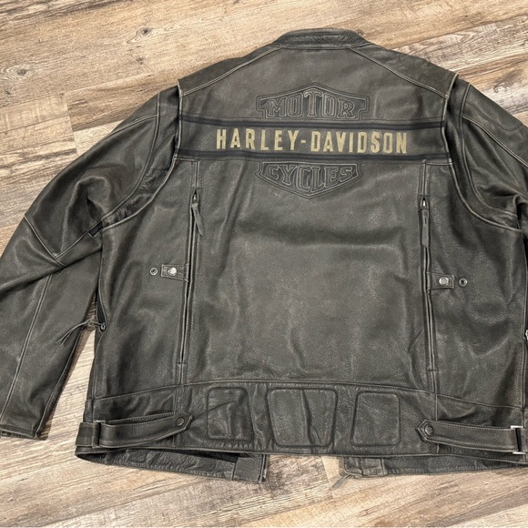 Harley Davidson Men's Distressed Vintage Motorcycle Real Cowhide Leather Jacket - Picture 5 of 5